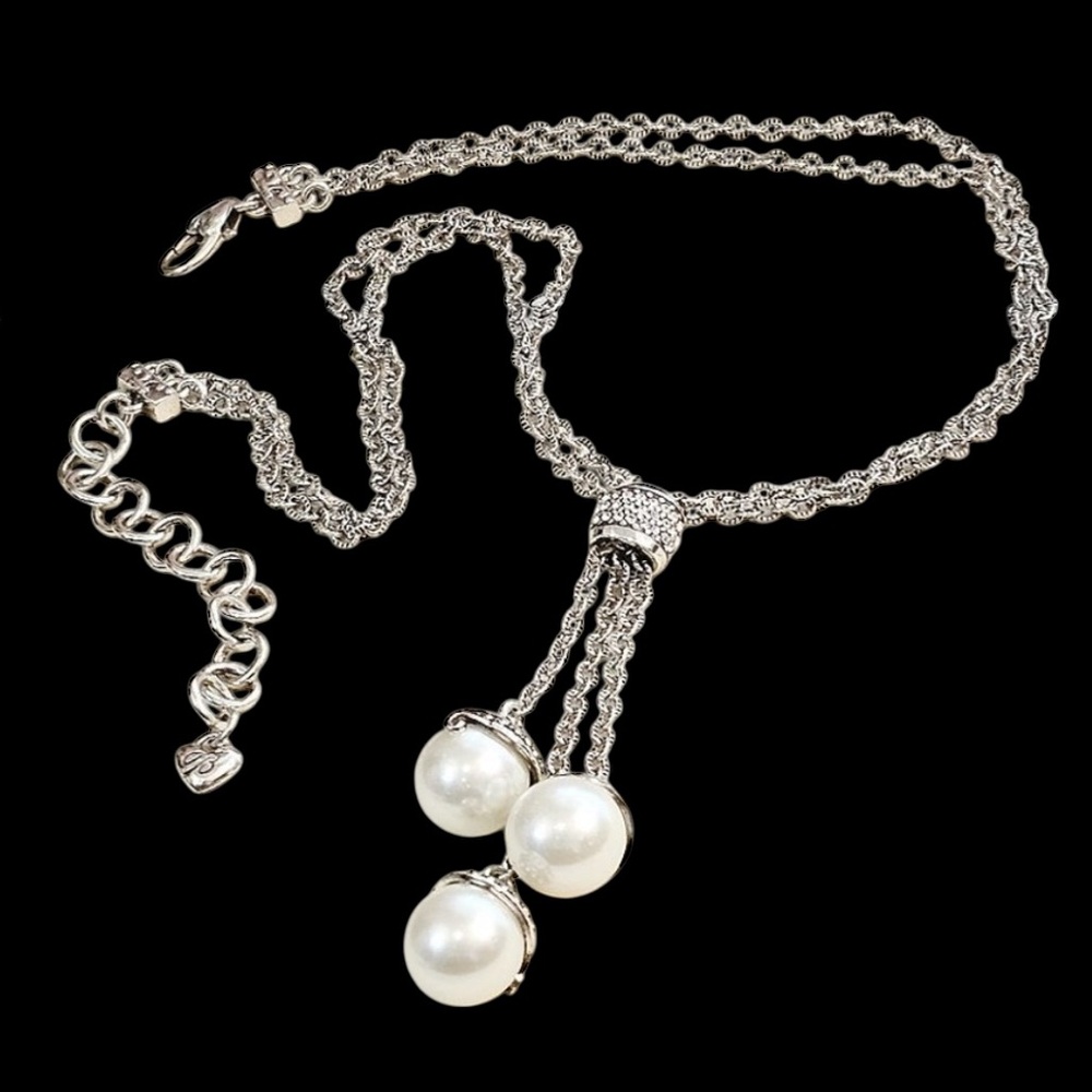 Brighton The‎ 3 Grace's Lariat Pearl Crystal Necklace